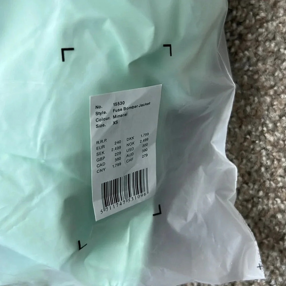 NWT Rains Fuse Bomber Jacket Unisex Mineral Size XS Oversized - Picture 13 of 13